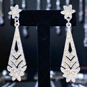 Kenneth Jay Lane KJL Crystal Rhinestone Dangle Earrings Runway Style Vintage